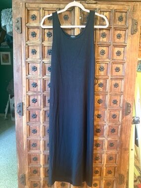 Bleusalt Women's Black Midi Tank Dress - Minimal Scoop Neck